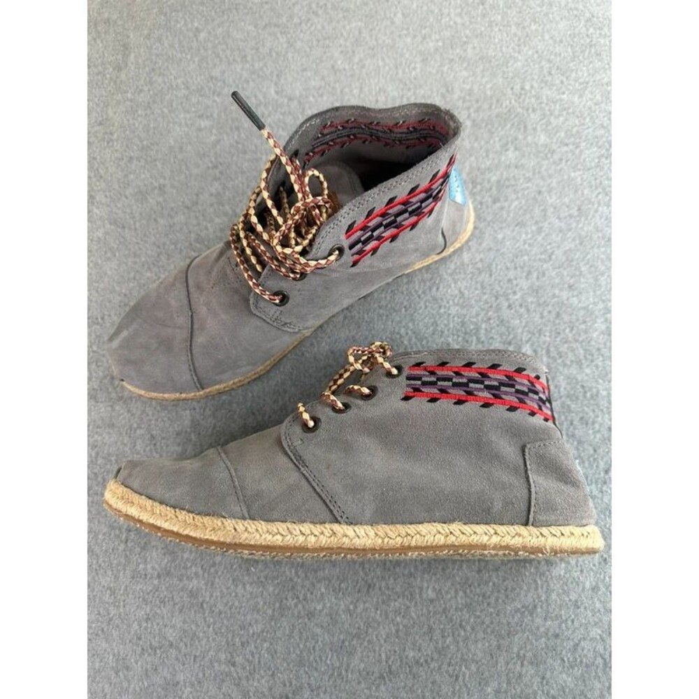 TOMS Womens Alarco Desert Boots Size 7.5 Gray Suede Lace Up Booties Flat Shoes